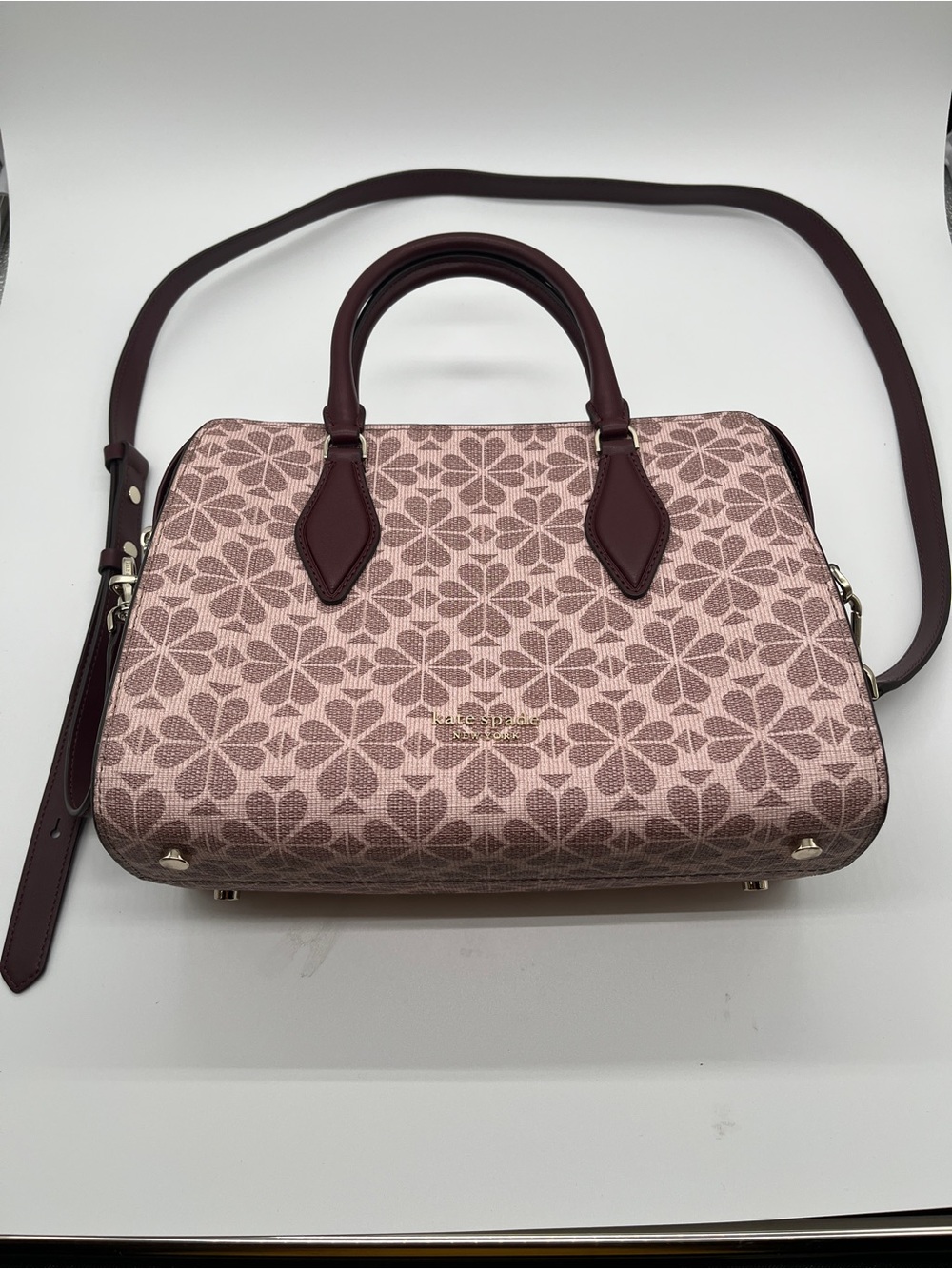 Kate Spade New York flower coated canvas Casey medium satchel bag. Vegan.